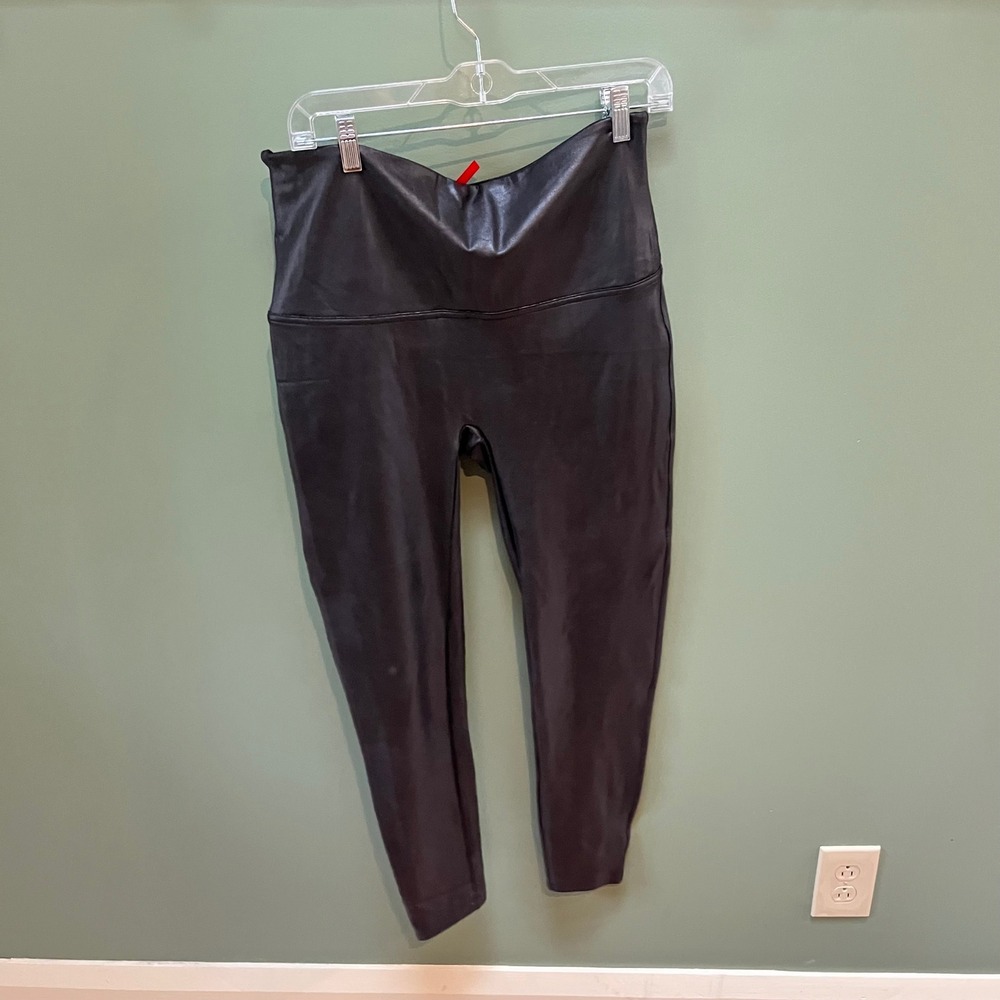 Spanx Faux Leather Leggings Black High Waist Woman 2X